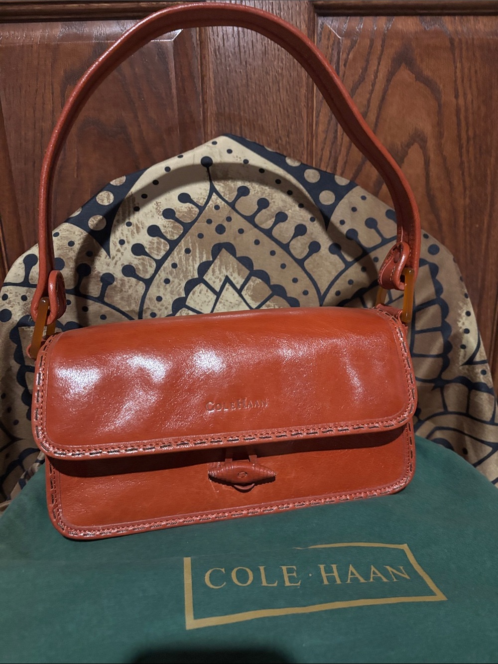 Cole Haan Burnt Orange Leather Shoulder Bag
